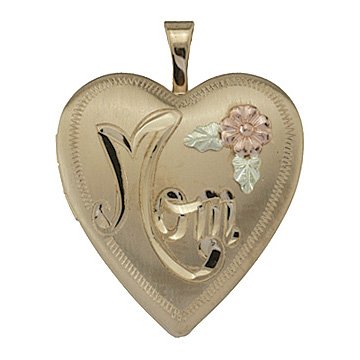 Black Hills Gold Locket Necklace Heart "Mom"
