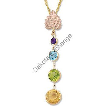 Black Hills Gold Amethyst Blue Topaz Citrine Peridot Necklace