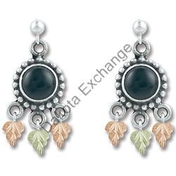 Black Hills Gold Antiqued Black Onyx Silver Earrings