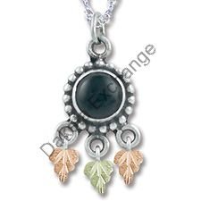 Black Hills Gold Antiqued Black Onyx Silver Necklace