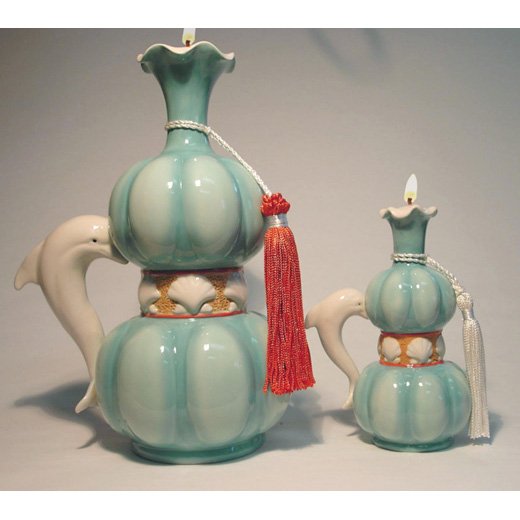 NASHITA Genie Lamp of ENERGY Ceramic Oil Lamp Large 10 inch #2612