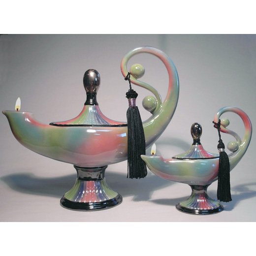NUHA Genie Lamp of KNOWLEDGE Ceramic Oil Lamp Large 10 inch #2611 - Aladdins Lamp