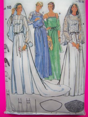 70 39s Vintage Sewing Pattern Bridal Wedding Dress Gown Veil Bridesmaid