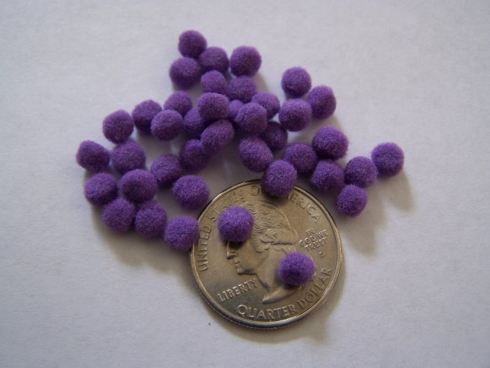 1 Package New Small Pom Poms Purple 3/16" Mini PomPoms USA 1 Penny Shipping