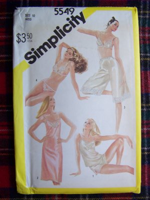 Vintage Lingerie Sewing Pattern 5549 Bias SLip Camisole Bra Panties