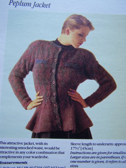 USA 1 Cent S&H Vintage Peplum Smocked Waist Sweater Jacket Knitting Pattern