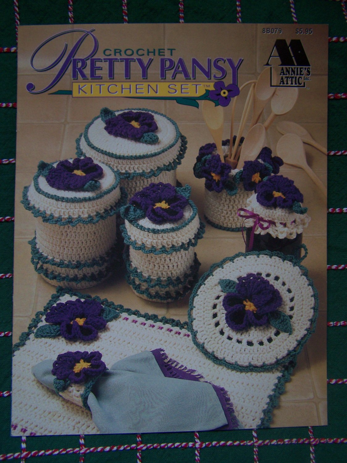 New Annies Attic Crochet Patterns Pretty Pansy Kitchen Set 8B079