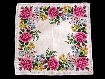 Burmel Original Vintage Handkerchief Pink Roses
