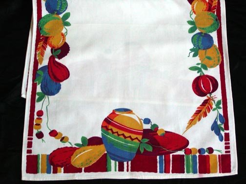 Unused Vintage Wilendur Pottery & Gourds Kitchen Towel