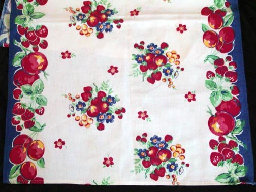 Unused Vintage Fruit & Floral Kitchen Towel