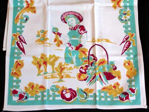 Unused Vintage Vegetable Gardener Kitchen Towel