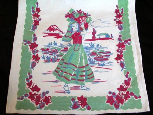 Vintage Hawaiian Island Girl Print Kitchen Towel