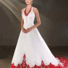 A Line Bateau Court Train Satin Wedding Dress