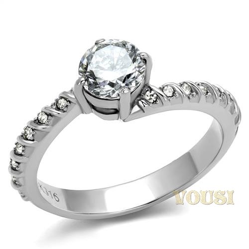 CZ Cubic Zirconia STainless Steel Ring RI0T-08748