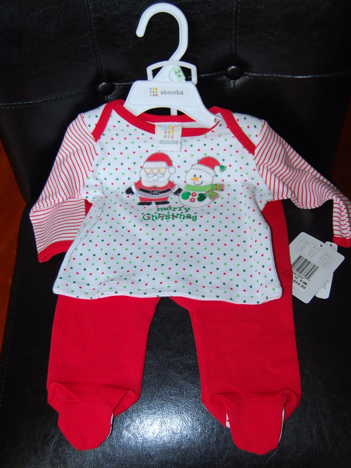 Absorba Christmas 2 Piece Santa & Snowman Pants Set 3-6Months