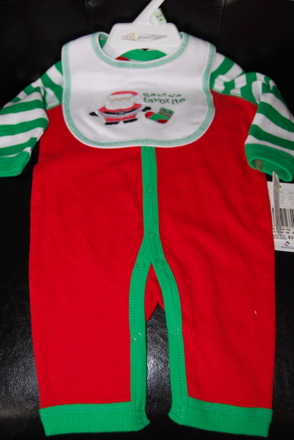 Absorba Christmas Red Jumper Green White Sleeves 3-6Months