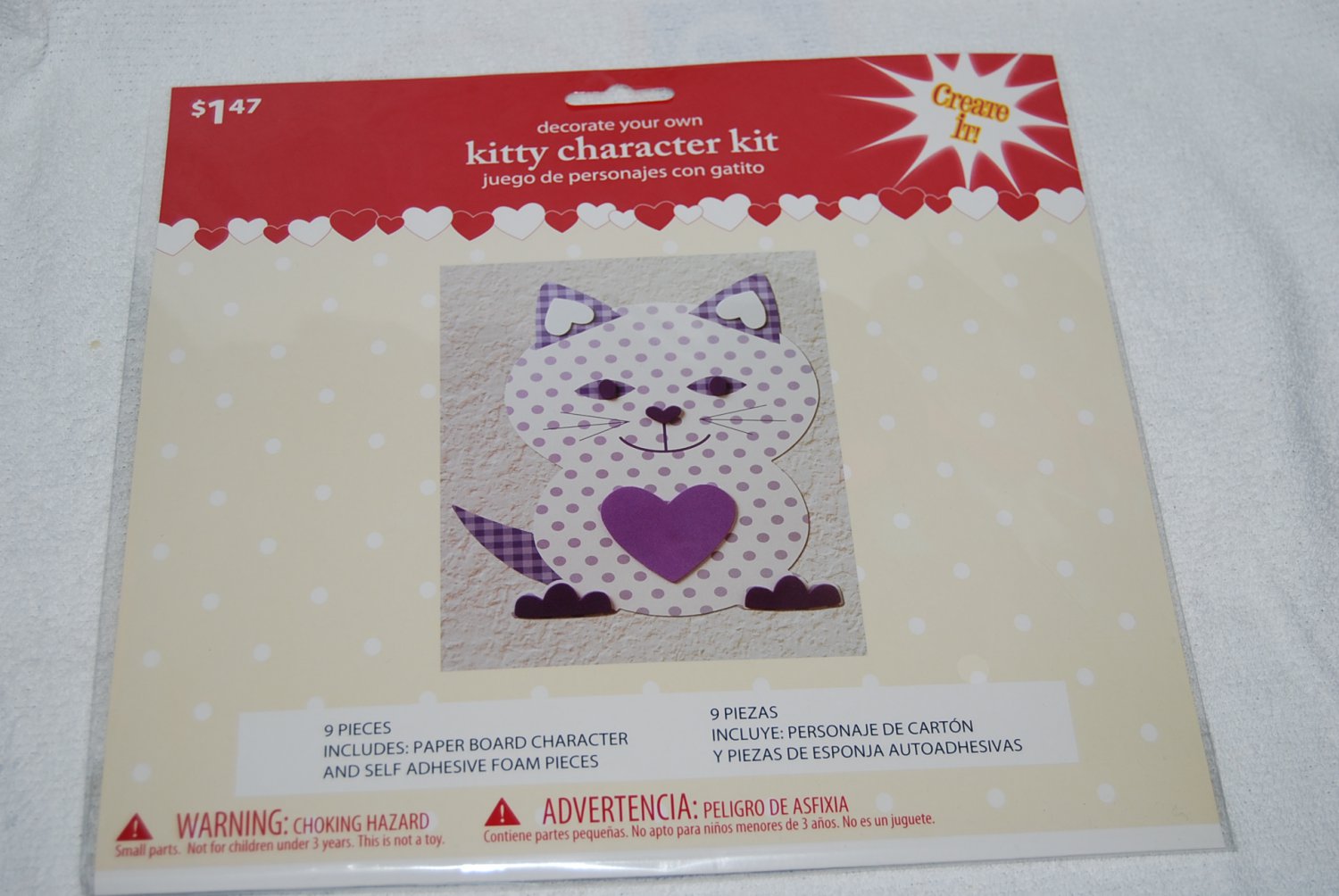 Decorate Your Own Purple Kitty Character Kit
