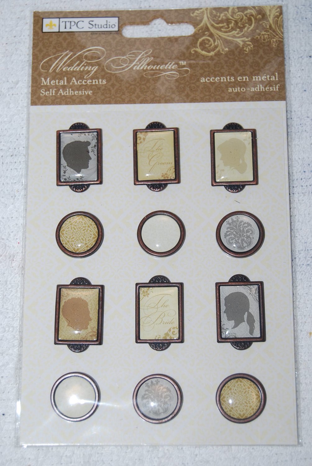 TPC Studio Wedding Silhouette Metal Accents Self Adhesive