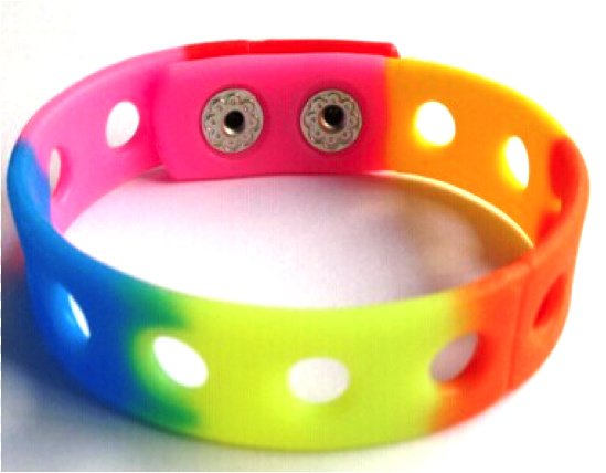 Rainbow Silicone Wristband Bracelets Holds Charms 7" or 8"