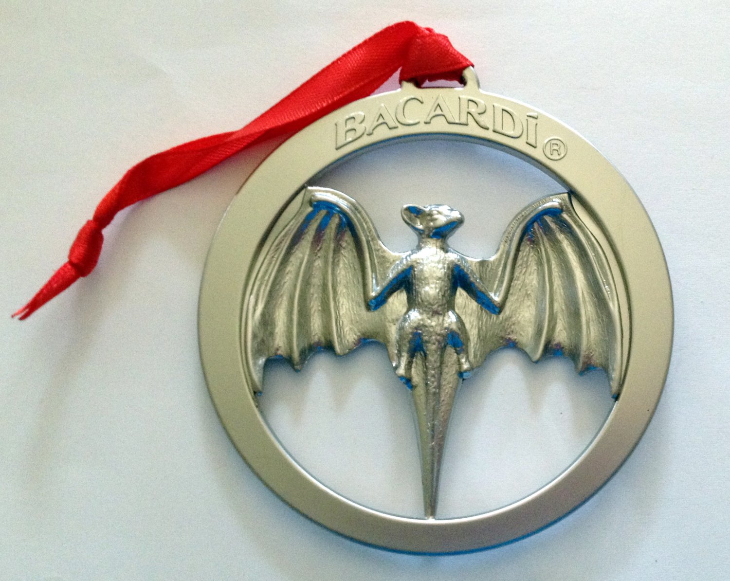 Barcardi 3" Round Metal bat Logo Ornament