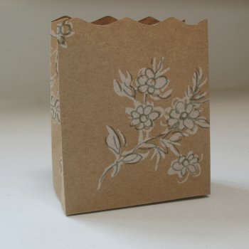 10 Open Top Small Bags - Kraft White Floral