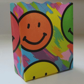 10 Open Top Small Bags - Colorful Smiley Face Design