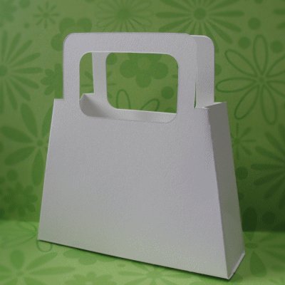10 White Paperboard Gift Bag Handled Purses with Matching Tags