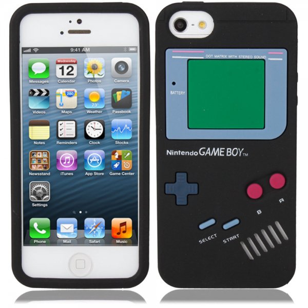 Game Boy Style Protective Silicone Cover Case for iPhone 5 Black