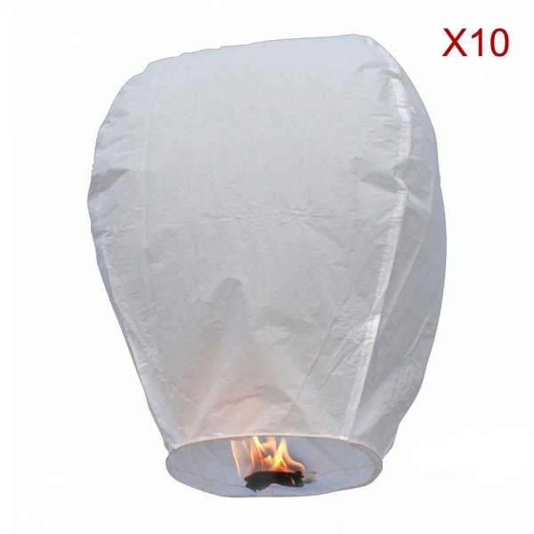 10pcs Flying Sky Wishing Lantern/Kongming Light White