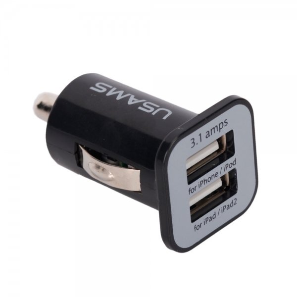 Mini Dual USB Port Car Charger Adapter for iPhone/iPad/iPod Black