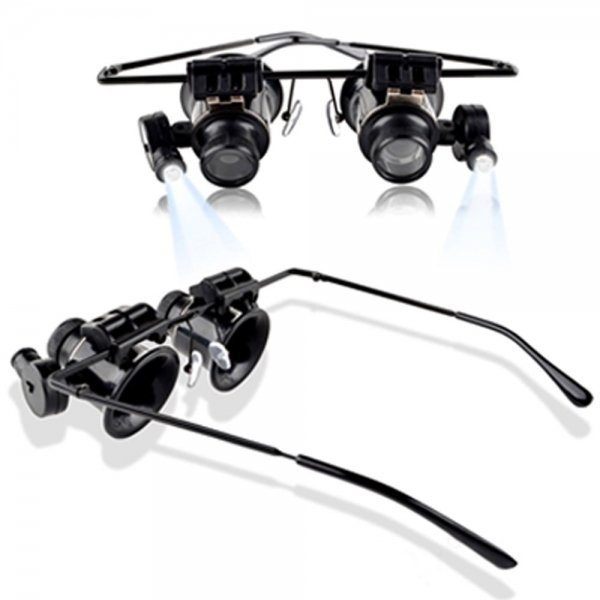20X Magnifier Magnifying Eye Glasses Loupe Lens Jeweler Watch Repair LED Light