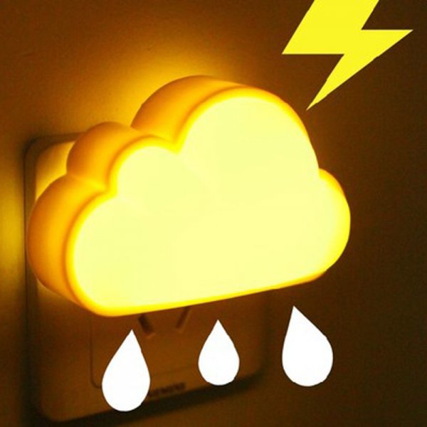 Creative Practical Energy-saving Plug-in Light-dependent Control Cloud Shape Light LED Night Lamp