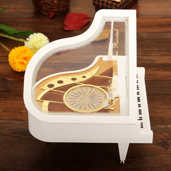 Mechanical Classical Piano Music Box Dancing Ballerina White