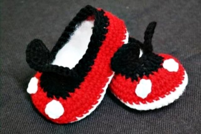 Crochet Handmade Mickey Mouse Mini Booties Baby Shower Favors