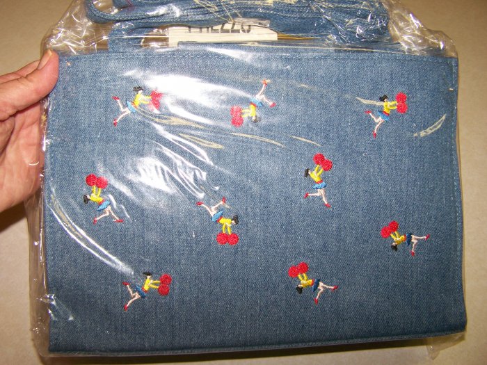 NWT PREZZO DENIM SHOULDERBAG WITH CHEERLEADER DESIGN