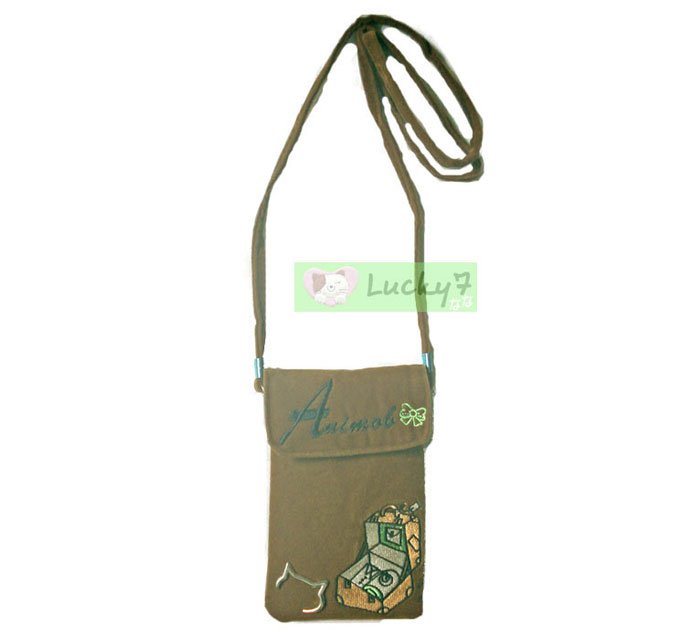Phone iPhone Bag Case Shoulder Strap w Purse ANIMOB VELVET VELOUR / Brown