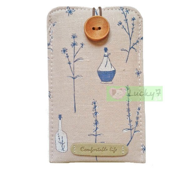 iPhone 4 4S 5 5S 5c Phone Linen Case Cover Pouch w/ Elastic Closure - Pink