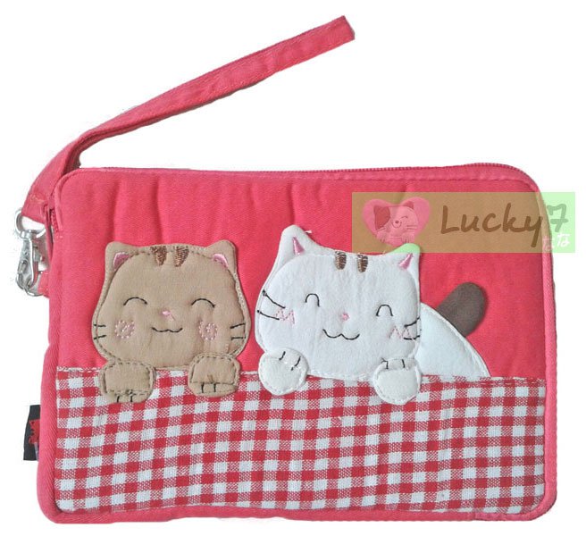 Apple iPad mini/Galaxy Note, Tab 2 3 7.0, 8.0 Case Cover // Salmon Pink Lucky Cat Cotton