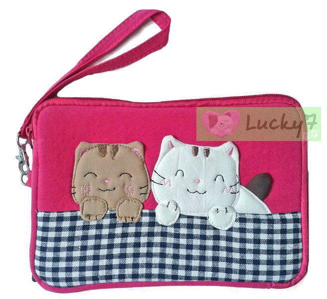 Apple iPad mini/Galaxy Note, Tab 2 3 7.0, 8.0 Case Cover // Pink Lucky Cat Cotton