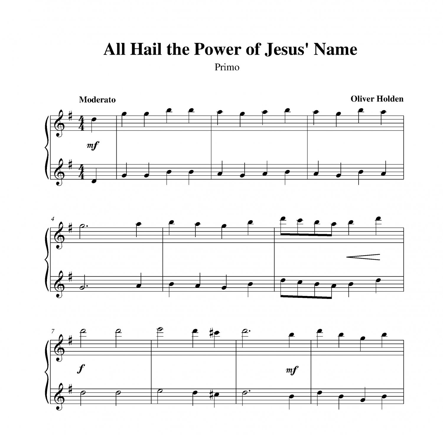 all hail the power of jesus name chords key of e