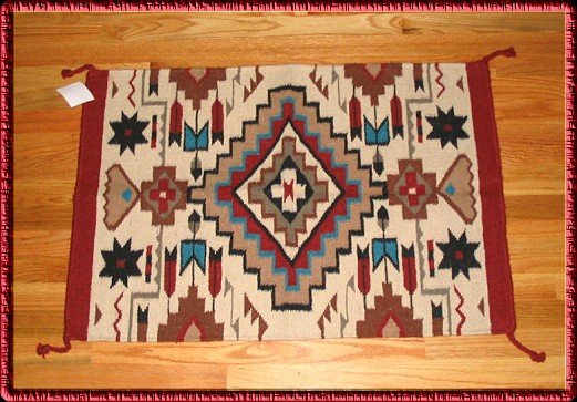 SouthWestern Log Home Decor Wool Rug Red-Turquoise-Navy