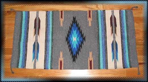 Southwestern Decor Log Cabin Rug Gray-Tan-Turquoise