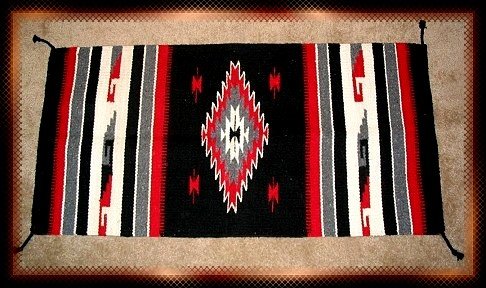 Southwestern Decor Log Cabin Rug Black-Red-Gray-White