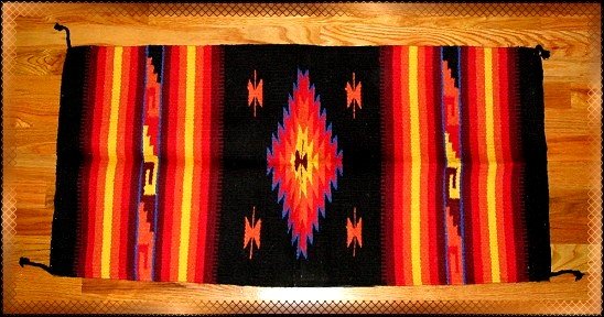 Southwestern Decor Log Cabin Rug Black-Yellow-Orange
