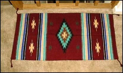 Southwestern Decor Log Cabin Rug Burg-Tan-Turquoise