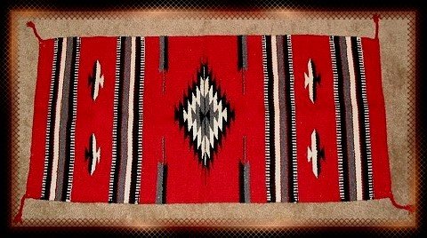 Southwestern Design - Log Cabin Rug Red-Blk-Gray-White