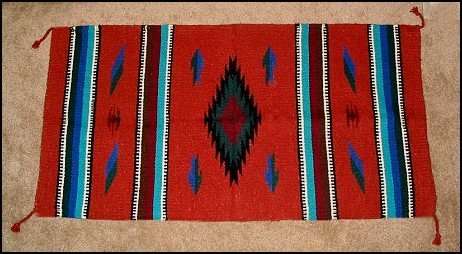 Southwestern Decor Log Cabin Rug RUST-GREEN-TEAL