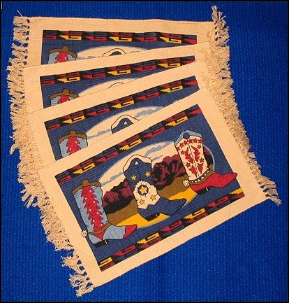 Western Placemat Set (4) - Colorful WESTERN BOOTS