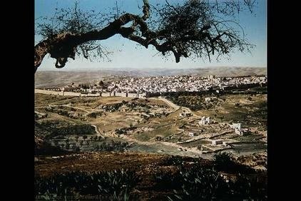 Panoramic color photo from late 19th century of the old city of jerusalem in palestine #9