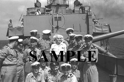 Israel prime minister david ben gurion poses with officers of war ship wonderful photograph #34